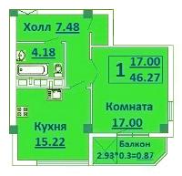 новые однокомнатные квартиры в б.Стрелецкой, пр.Гагарина.52