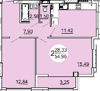 Двухкомнатная квартира 55 кв м на 5 этаже 5-этажного дома 