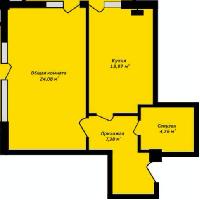 Однокомнатная квартира 50 м² на 2 этаже 10 этажного дома цена 3 830 000 руб. 
