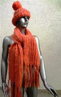 Женский комплект шапка, шарф абрикосовый, новый.
